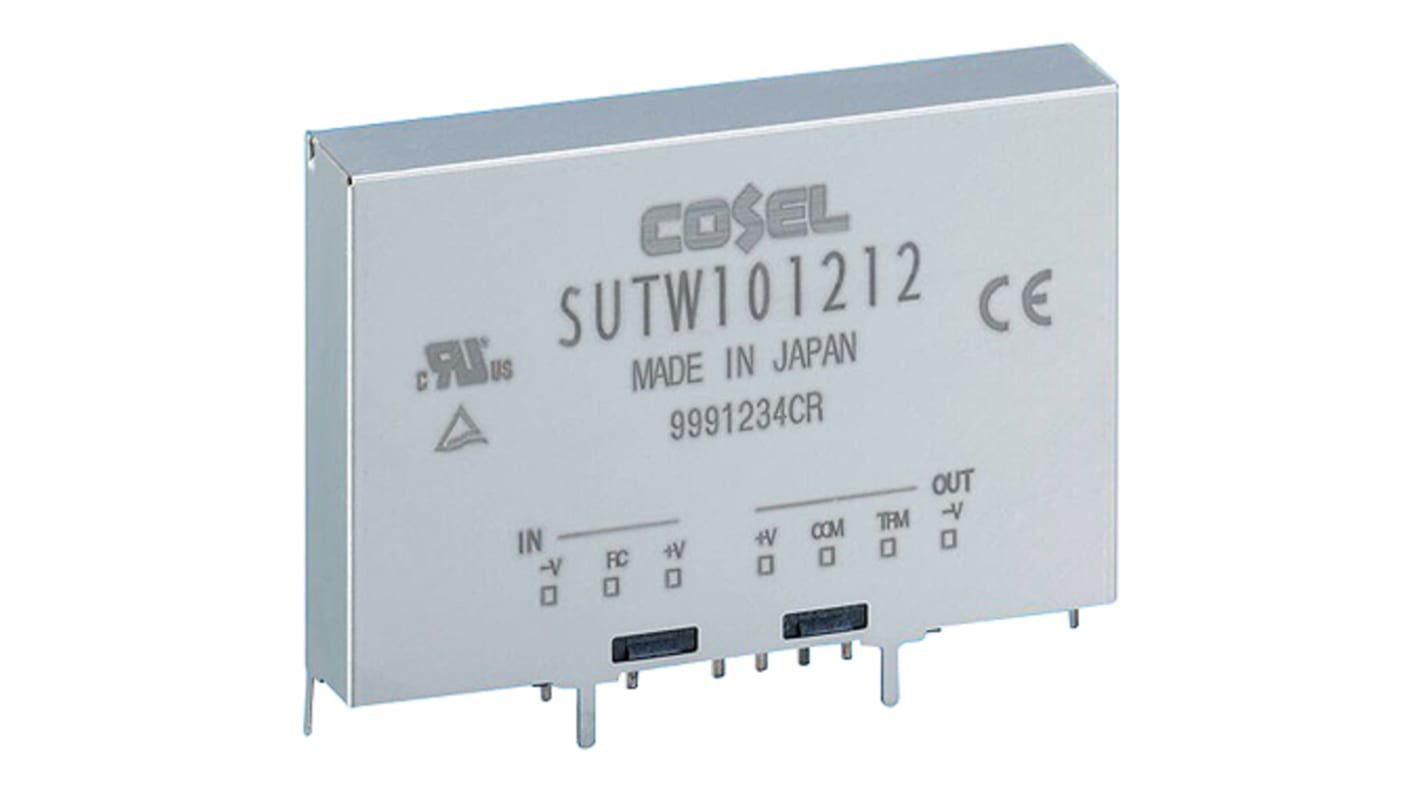 Cosel SUTW DC-DC Converter, ±24V dc/ 450mA Output, 4.5 → 9 V dc Input, 10.8W, PCB Mount, +85°C Max Temp -40°C