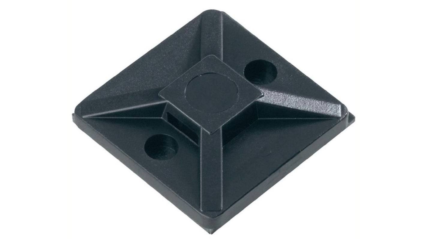 HellermannTyton Self Adhesive Black Cable Tie Mount 28 mm x 28mm, 5.4mm Max. Cable Tie Width