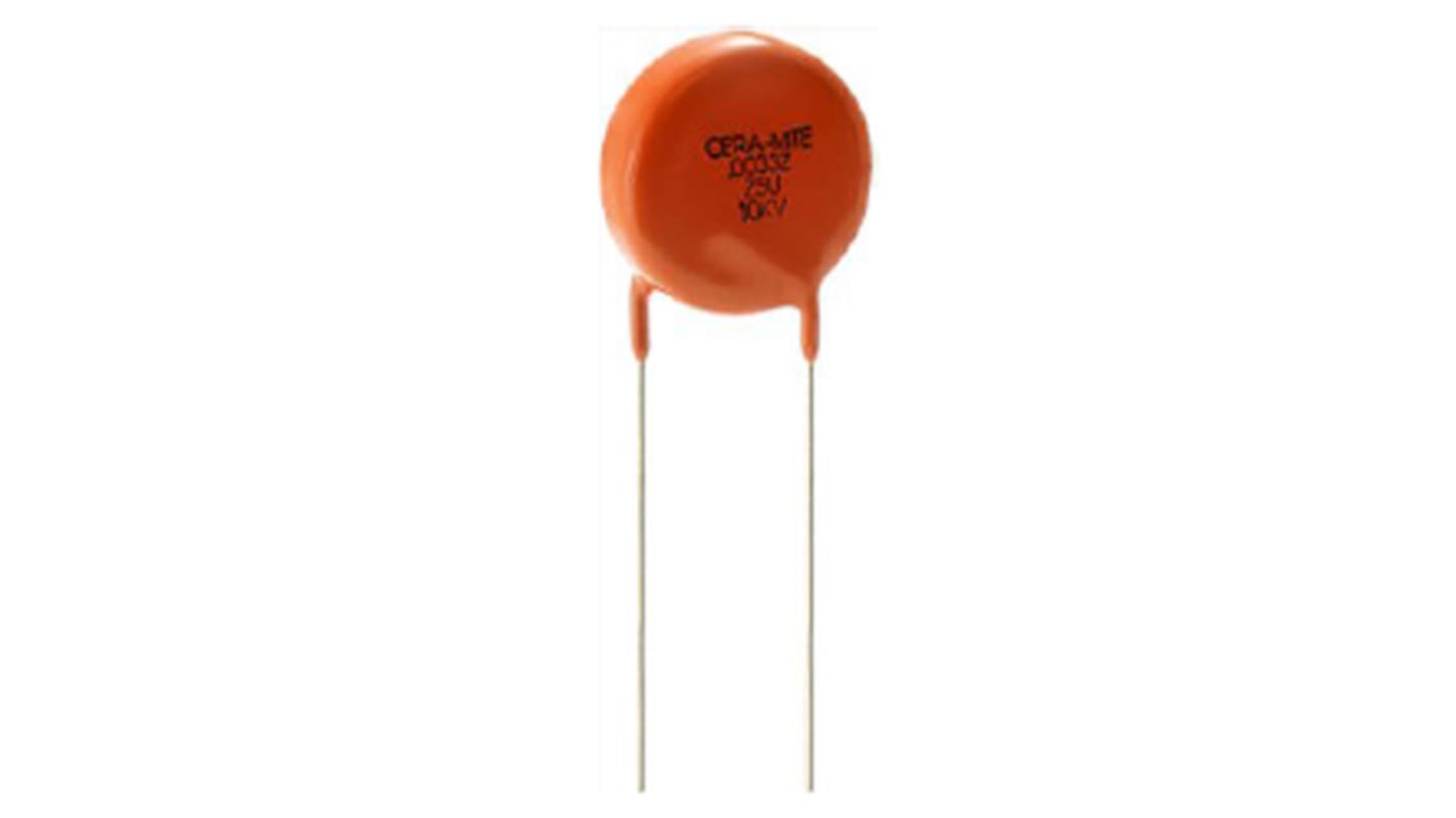 Vishay Single Layer Ceramic Capacitor (SLCC) 1nF 15kV dc -20 → +80% Y5U Dielectric, 615R, Through Hole +105°C