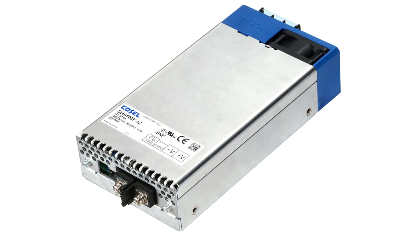 Cosel Switching Power Supply, GHA500F-12-SNF, 12V dc, 37.5A, 450W, 1 Output, 90 → 264V ac Input Voltage