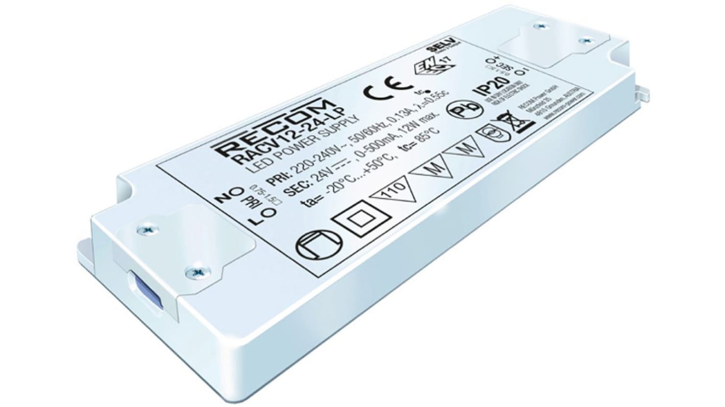 Recom, 24V dc Output, 12W Output, 500mA Output, Constant Voltage