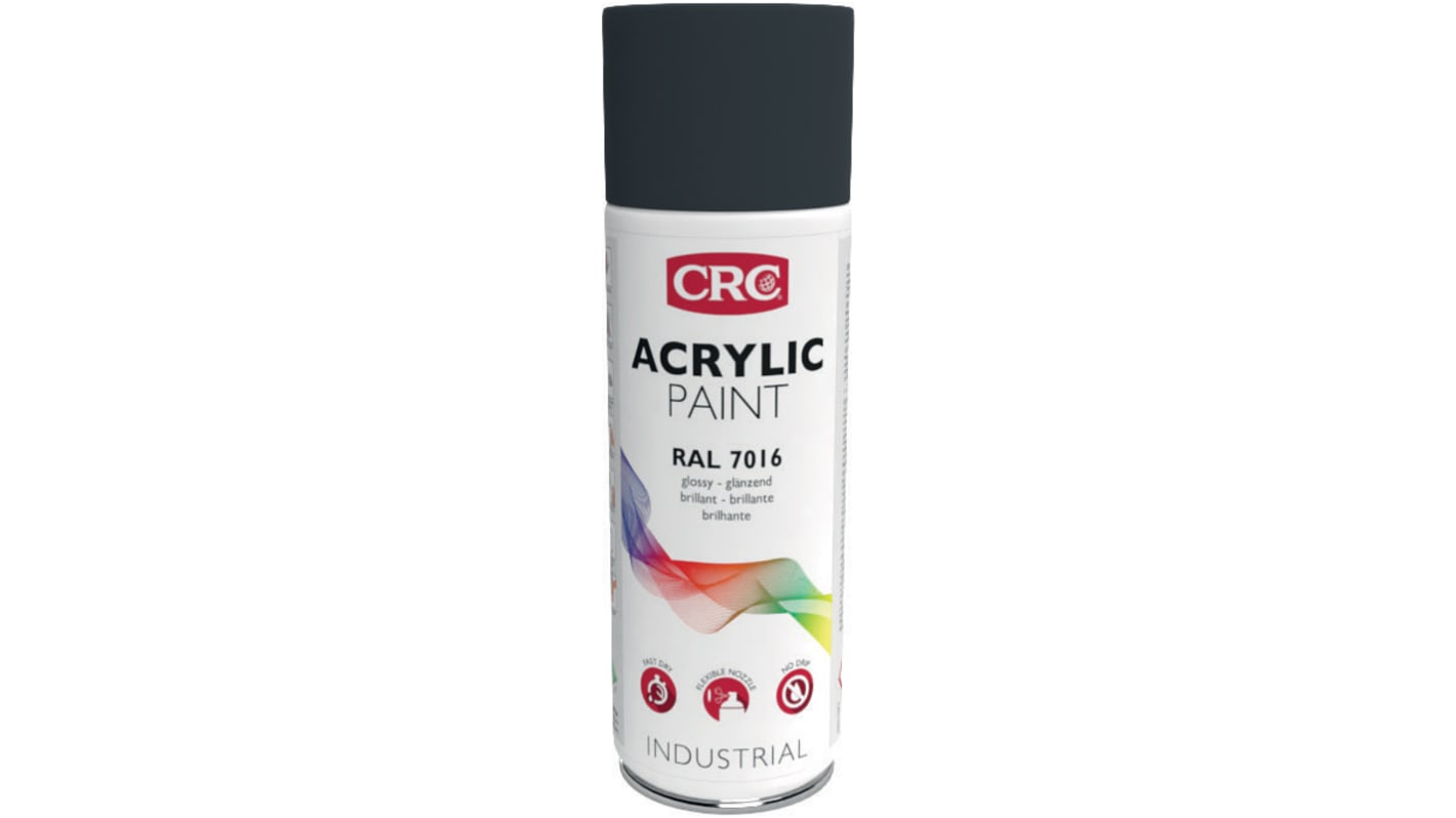 CRC ACRYLIC PAINT Sprühfarbe Grau Glänzend, 400ml, RAL 7016