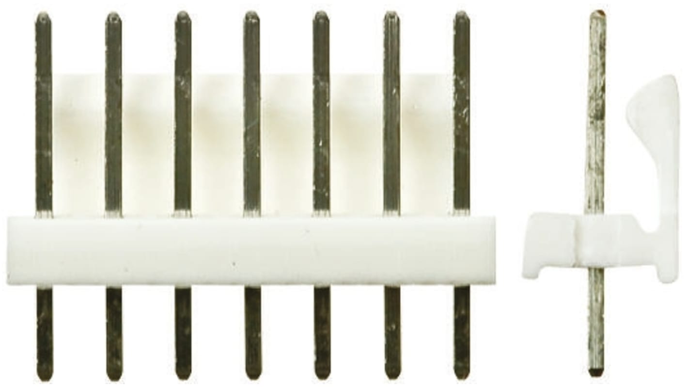 TE Connectivity MTA-100 Series Straight Through Hole Pin Header, 7 Contact(s), 2.54mm Pitch, 1 Row(s), Unshrouded