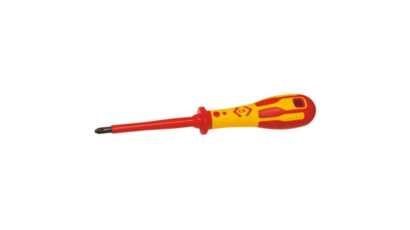 CK Pozidriv Insulated Screwdriver, PZ2 Tip, 100 mm Blade, VDE/1000V, 207 mm Overall