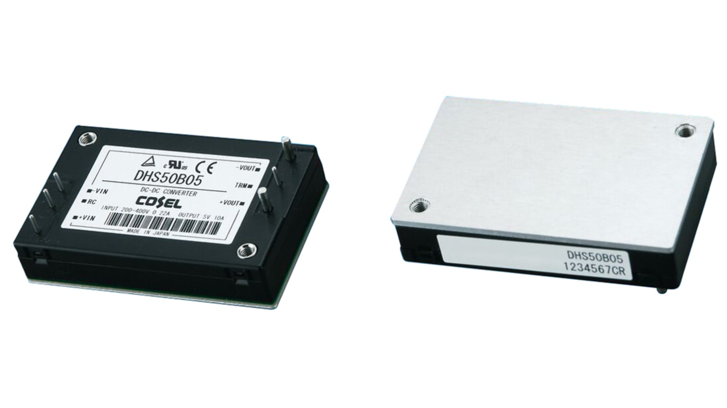 Cosel DHS DC-DC Converter, 15V dc/ 3.4A Output, 60 → 160 V dc Input, 51W, PCB Mount, +100°C Max Temp -40°C Min