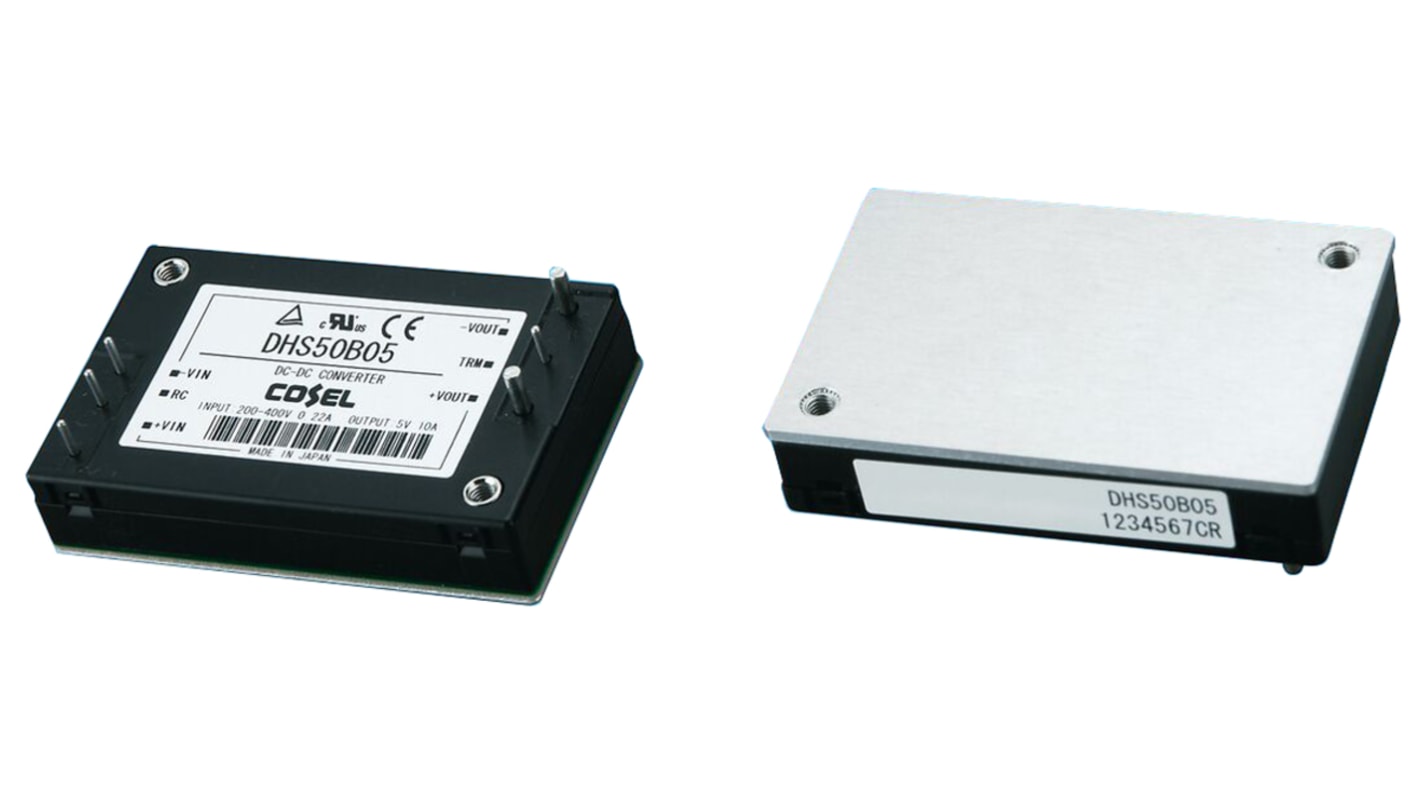 Cosel DHS DC-DC Converter, 3.3V dc/ 10A Output, 200 → 400 V dc Input, 33W, PCB Mount, +100°C Max Temp -40°C Min