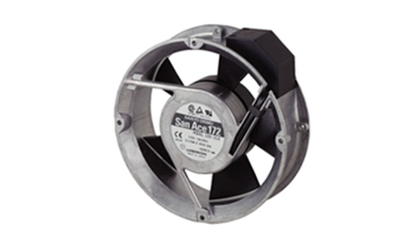 Ventola assiale in c.a. Sanyo Denki San Ace 109 AC, 384m³/h, 100 V c.a., 172 x 51mm, Ø 172mm