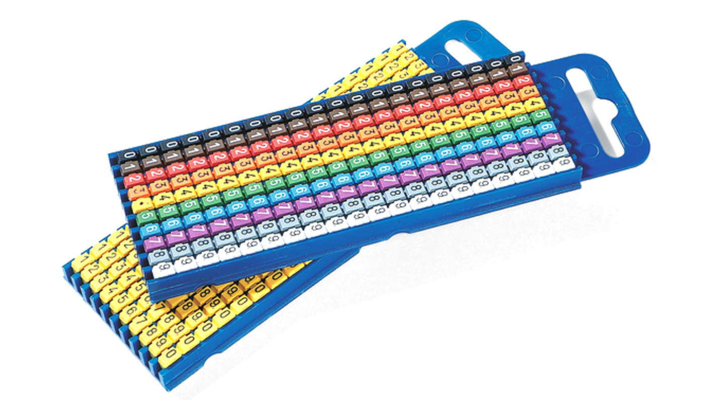HellermannTyton WIC2 Snap On Cable Marker Kit, Black, Blue, Brown, Green, Grey, Orange, Red, Violet, White, Yellow,