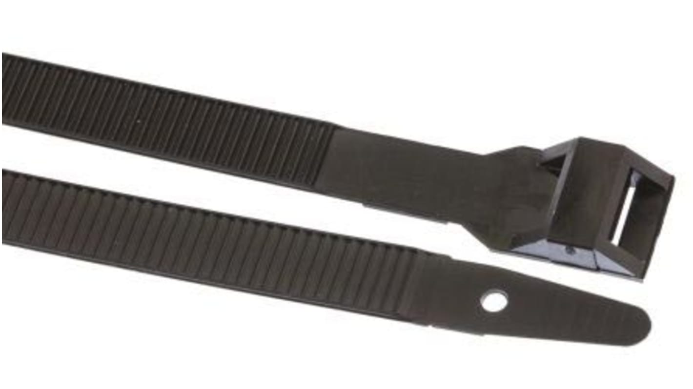 HellermannTyton Cable Tie, Outside Serrated, 505mm x 9 mm, Black Polyamide 6.6 (PA66), Pk-100