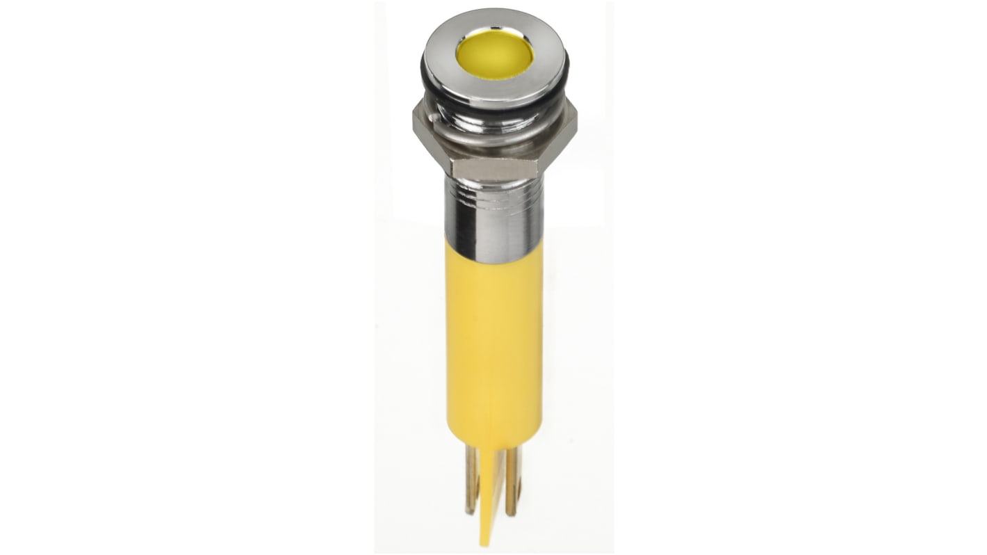 Voyant LED lumineux  Jaune RS PRO, dia. 8mm, 2V c.c., IP67