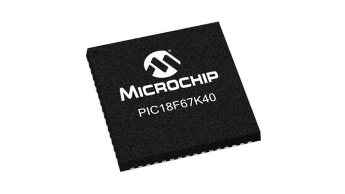 Microcontrolador Microchip PIC18LF67K40-I/MR, núcleo PIC de 8bit, RAM 3,562 kB, 64MHZ, QFN de 64 pines