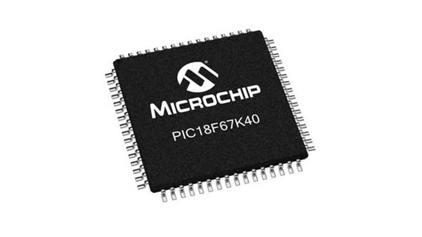 Microchip PIC18F67K40-I/PT, 8bit PIC Microcontroller, PIC18, 64MHz, 128 kB Flash, 64-Pin TQFP