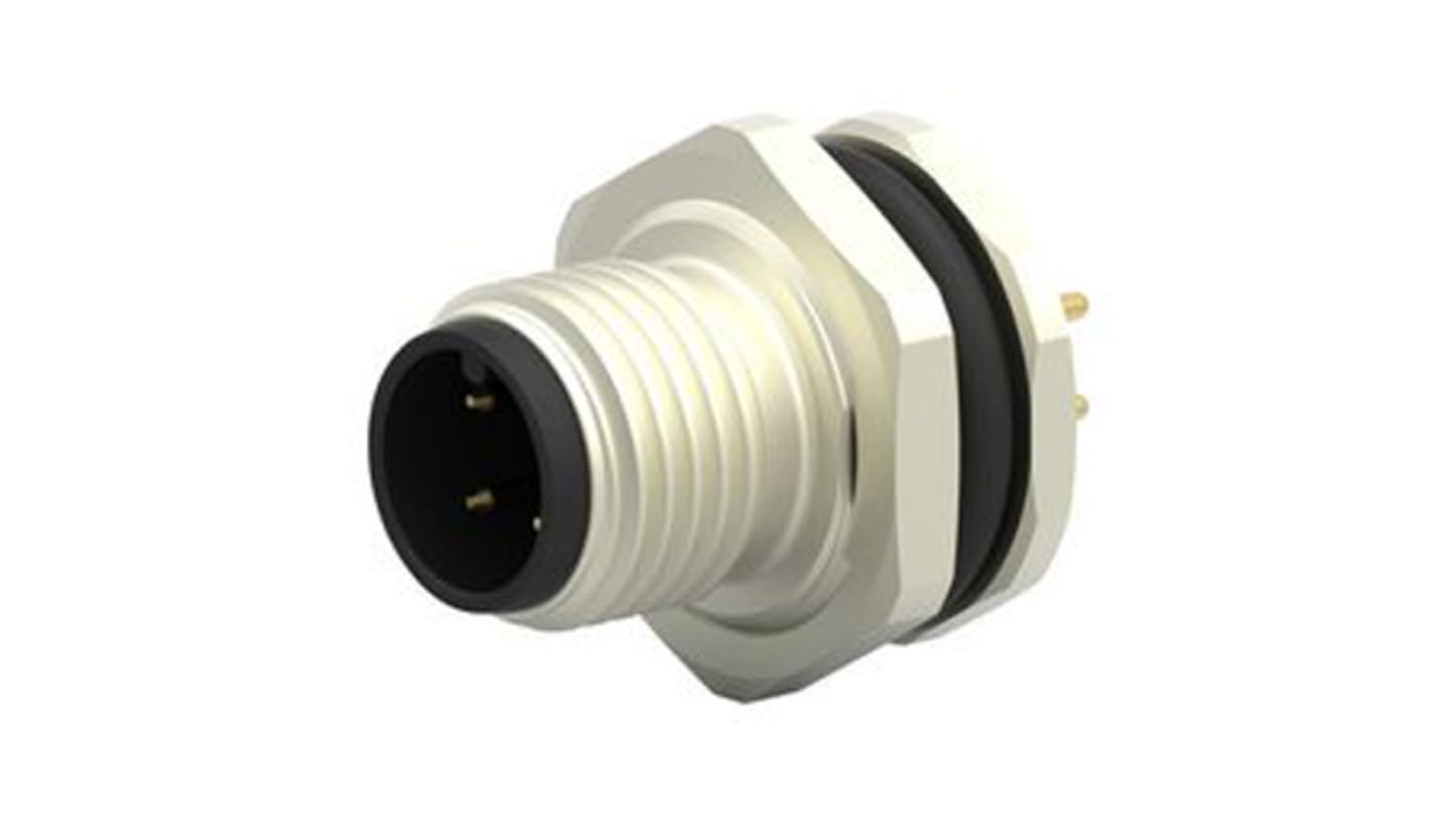 Conector circular TE Connectivity hembra serie M12 de 4 vías macho, tamaño carcasa 18, Montaje trasero, IP67