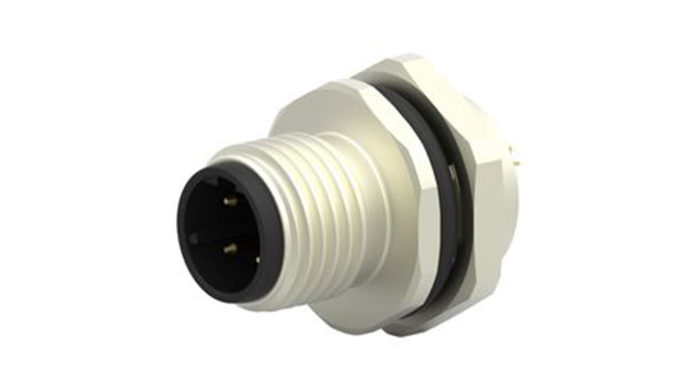 TE Connectivity Circular Connector, 4 Contacts, Rear Mount, M12 Connector, Socket, Male, IP67, M12 Series