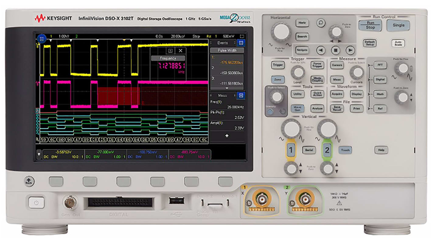 Keysight Technologies MSOX3102T InfiniiVision 3000T X Series, 1GHz Bench Oscilloscope, 2 Analogue Channels, 16 Digital
