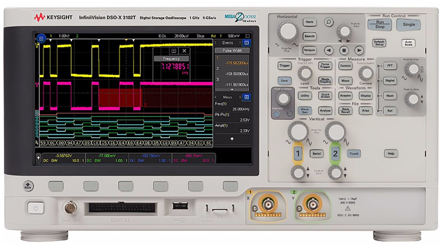 Keysight Technologies MSOX3102T InfiniiVision 3000T X Series, 1GHz Bench Oscilloscope, 2 Analogue Channels, 16 Digital
