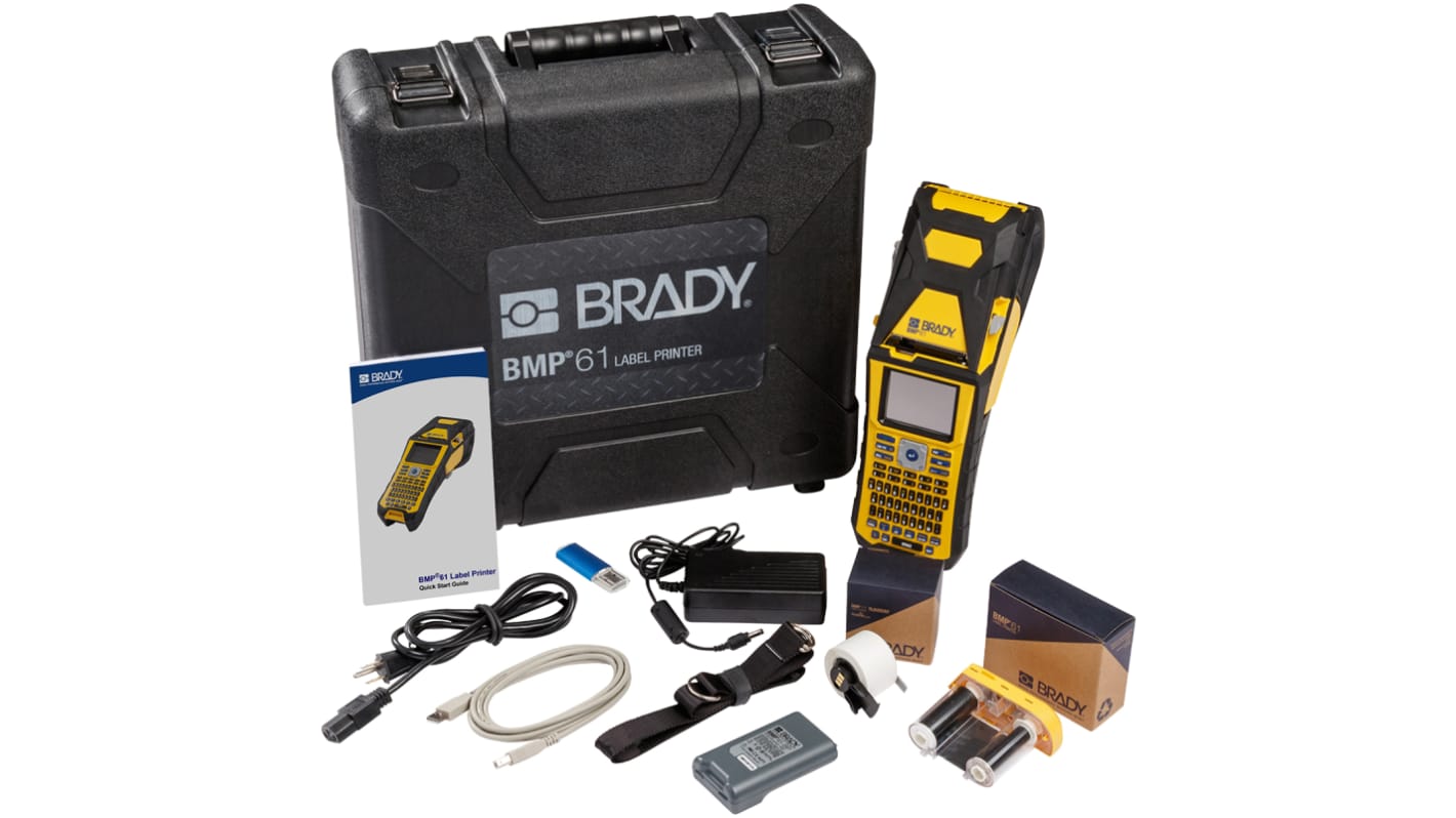 Impresora de etiquetas de mano Brady BMP61, teclado QWERTY, conectividad USB 2.0, Host USB