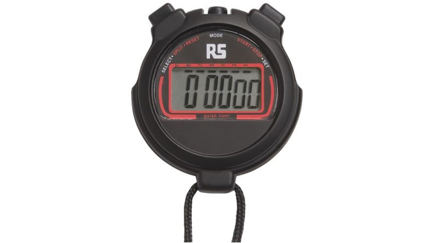 RS PRO Black Digital Pocket Stopwatch 24h, With RS Calibration