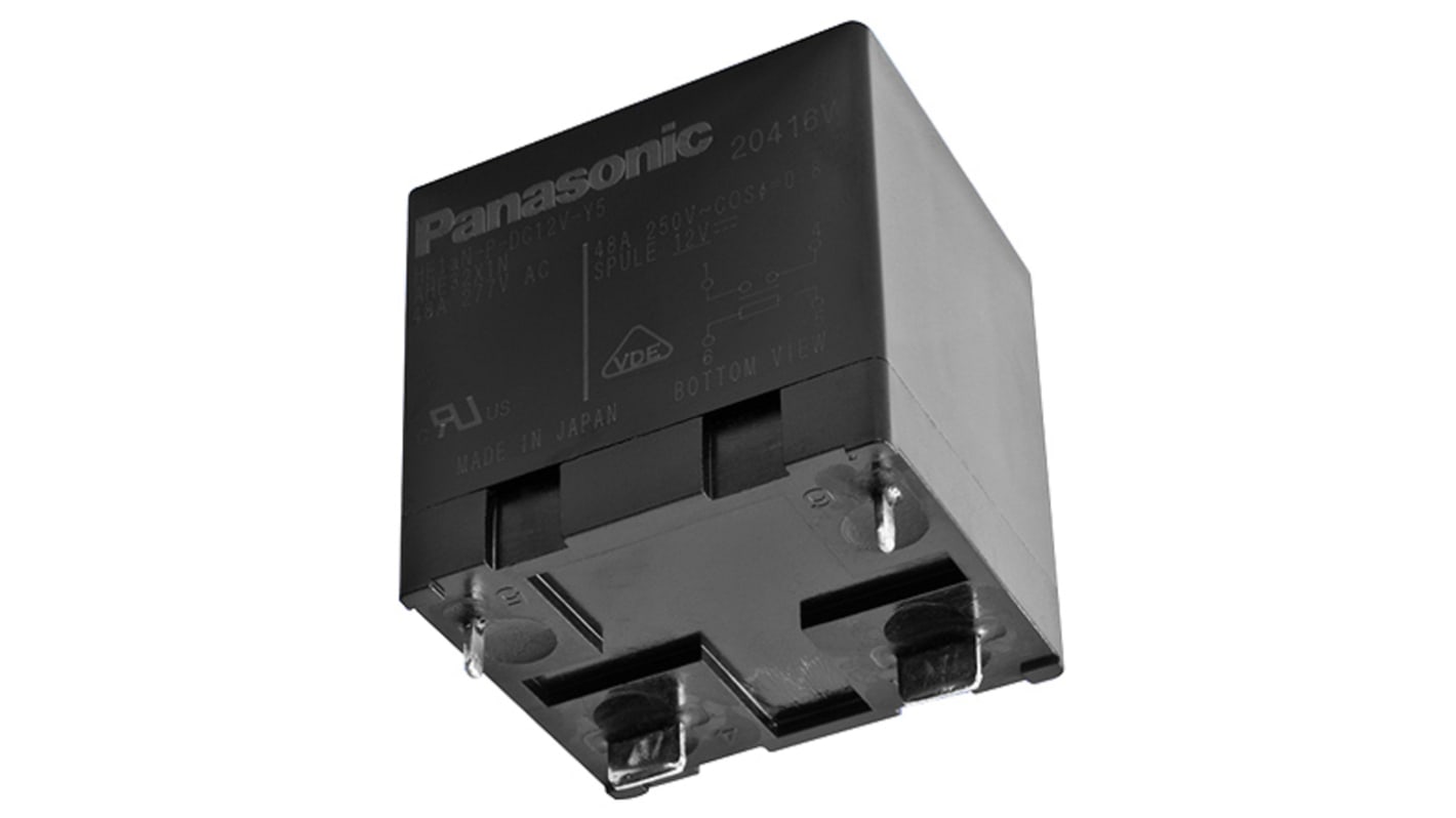 Panasonic 12V dc Spule 1-poliger Schließer Printrelais 48A 160Ω 1.92W Monostabiles Relais