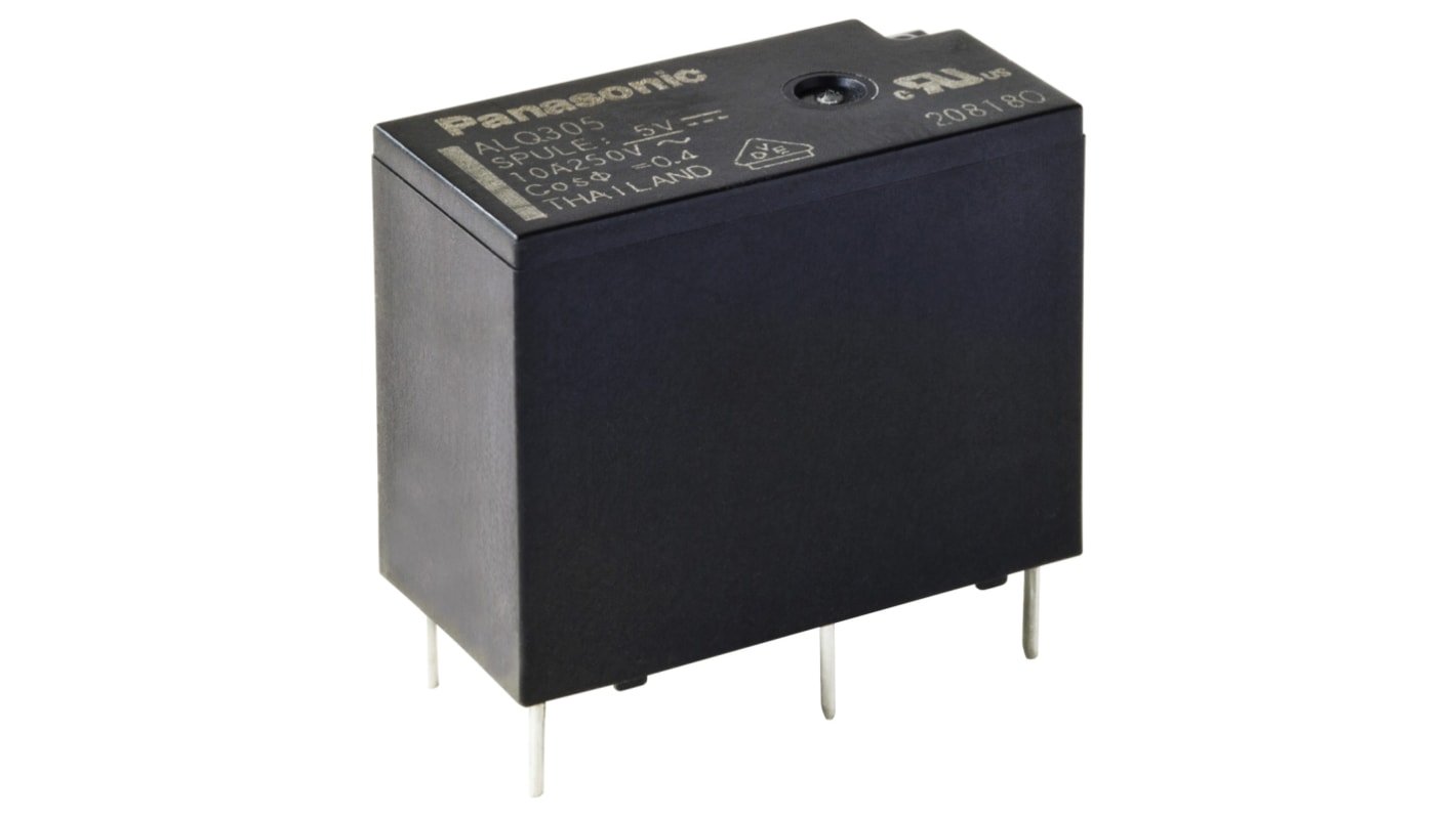 Panasonic 5V dc Spule 1-poliger Wechsler Printrelais 10A 62,5Ω 400mW Monostabiles Relais