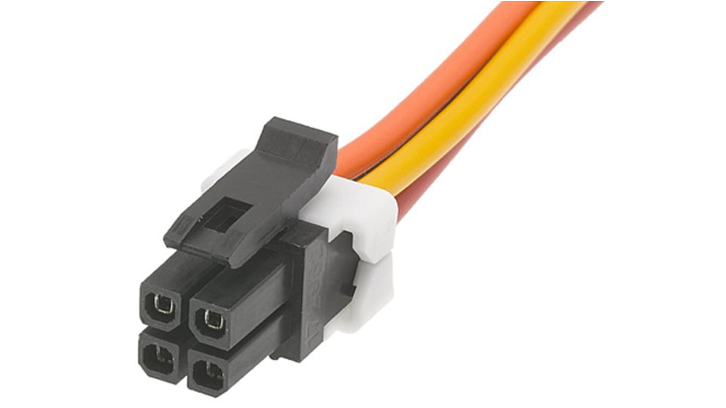 Conjunto de cables Molex Micro-Fit TPA 45132, long. 1m, Con A: Hembra, 4 vías, Con B: Hembra, 4 vías, paso 3mm