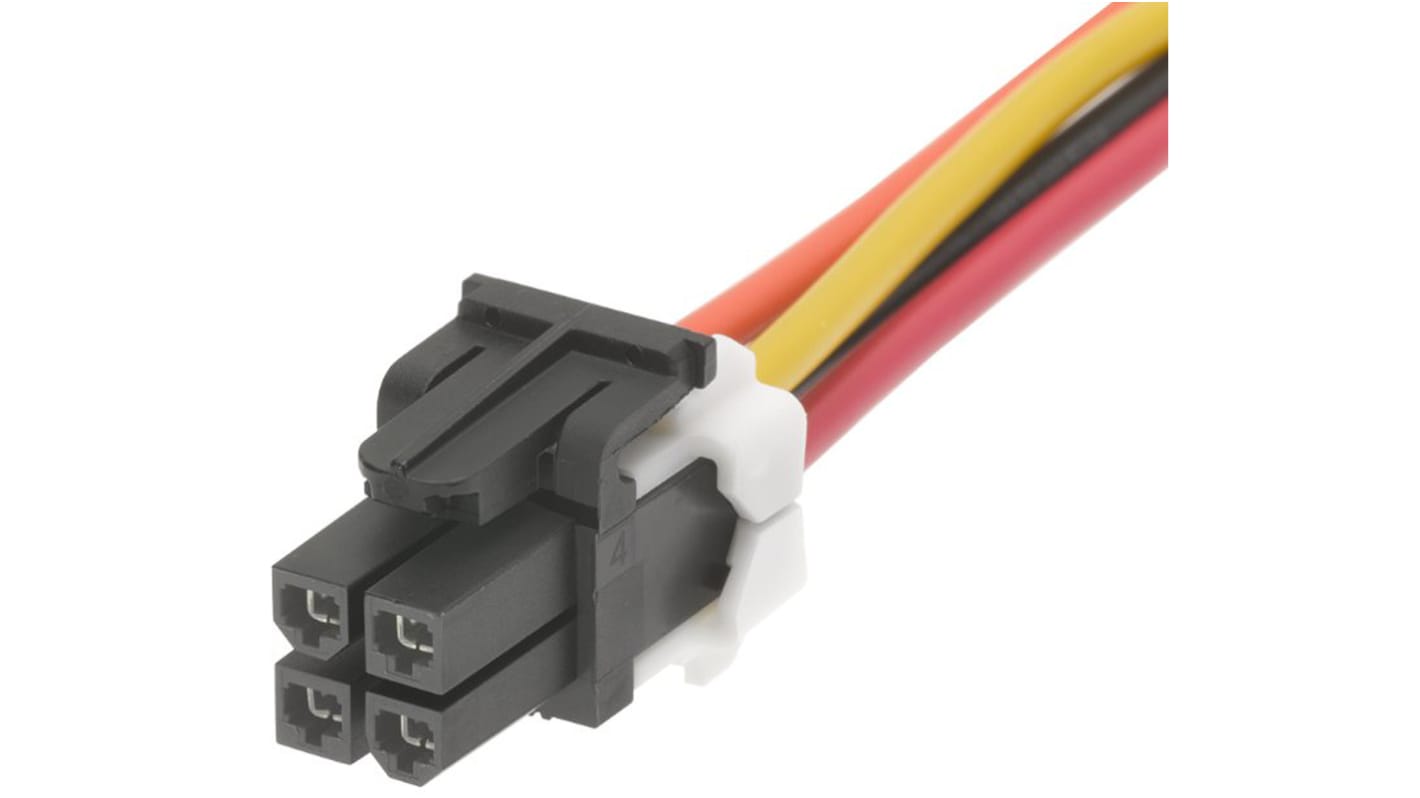 Kabel przewód-płytka, Mini-Fit TPA2, 600 V AC/DC, 9 A, raster: 4.2mm, 300mm, Okrągły, Cyna, Czarny, Pomarańczowy,