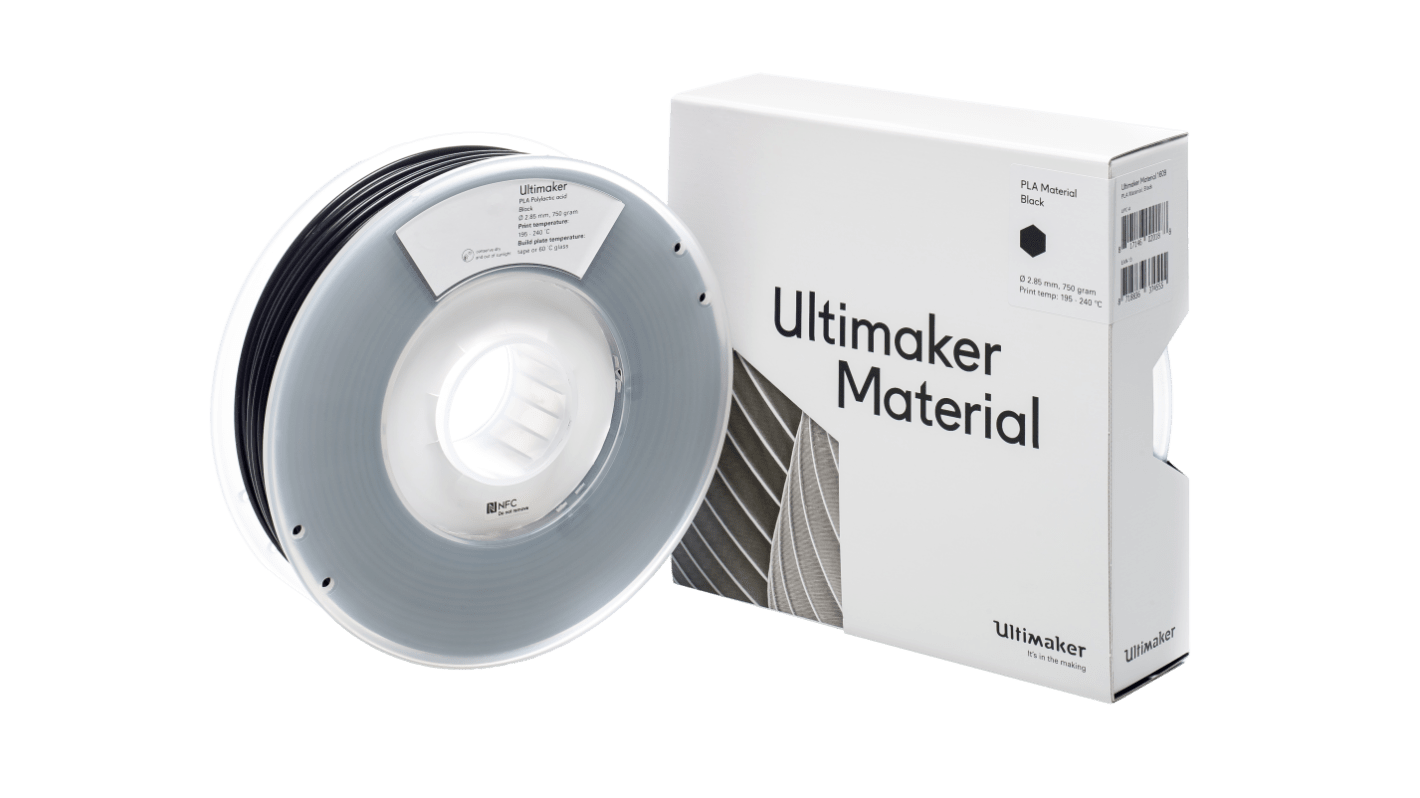 Ultimaker PLA 3D-Drucker Filament, Schwarz, 2.85mm, FDM, 750g