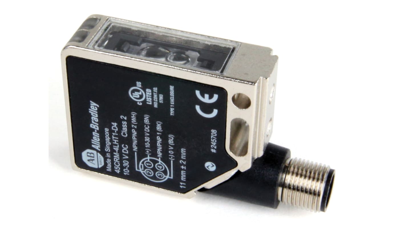 Allen Bradley Colour Sensors 11 mm, RGB LED IO-Link, NPN/PNP x 2, 60 mA, 10 → 30 V dc, IP67