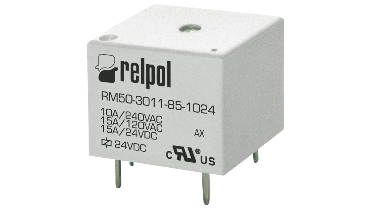 Relpol PCB Mount Power Relay, 3V dc Coil, 15A Switching Current, SPDT