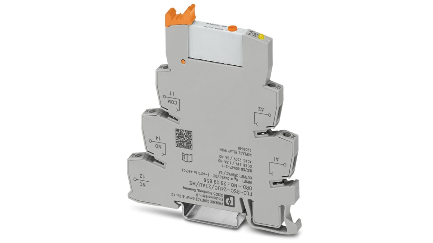 Phoenix Contact PLC-RSC- 24UC/21AU/MS Series Interface Relay, DIN Rail Mount, 24V ac/dc Coil, SPDT
