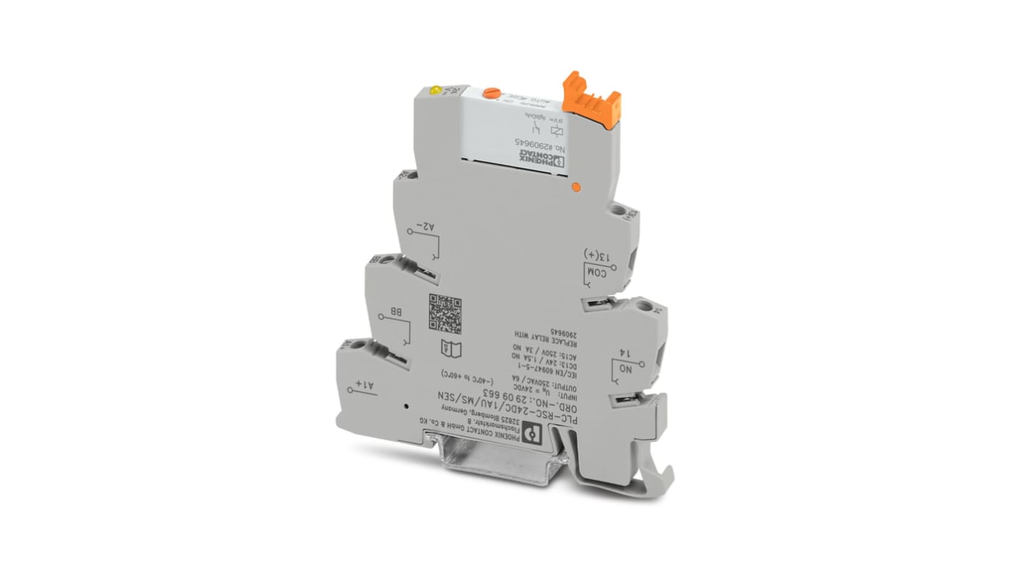 Phoenix Contact PLC-RSC- 24DC/ 1AU/MS/SEN Series Interface Relay, DIN Rail Mount, 24V dc Coil, SPST