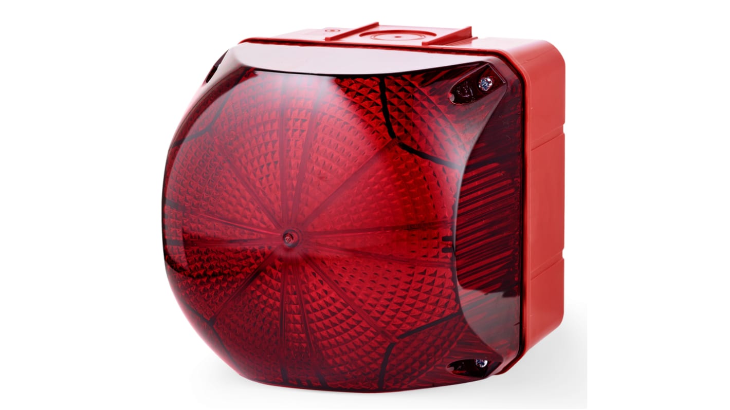 AUER Signal QDM Series Red Multiple Effect Beacon, 24-48 V ac/dc, Surface Mount, LED Bulb, IP66