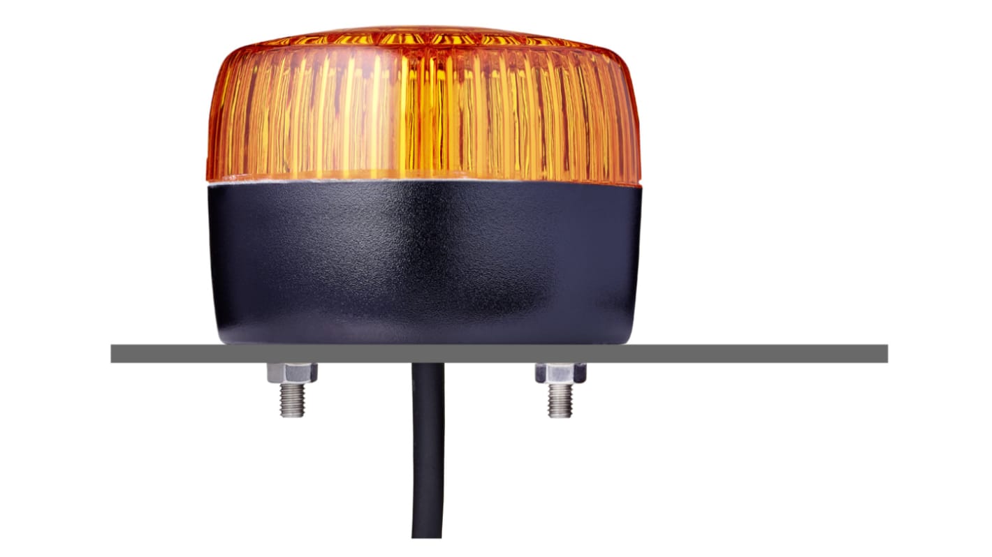 AUER Signal 琥珀色闪光LED警示灯, 黑色外壳, 24 V 交流/直流, Φ75mm底座, 表面安装, IP66, IP67
