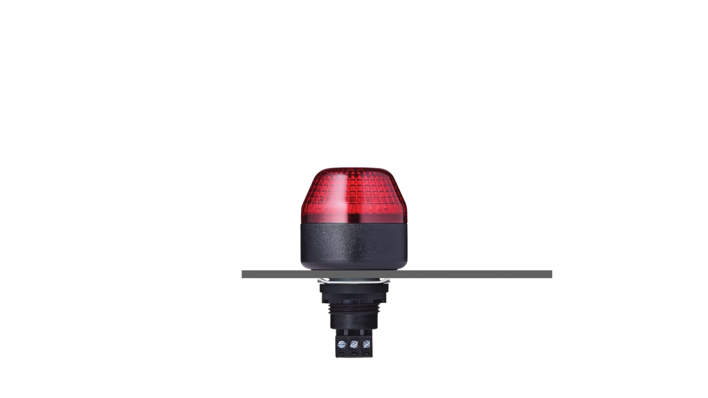 AUER Signal 红色闪光LED警示灯, 黑色外壳, 24 V 交流/直流, Φ45mm底座, 面板安装, IP65