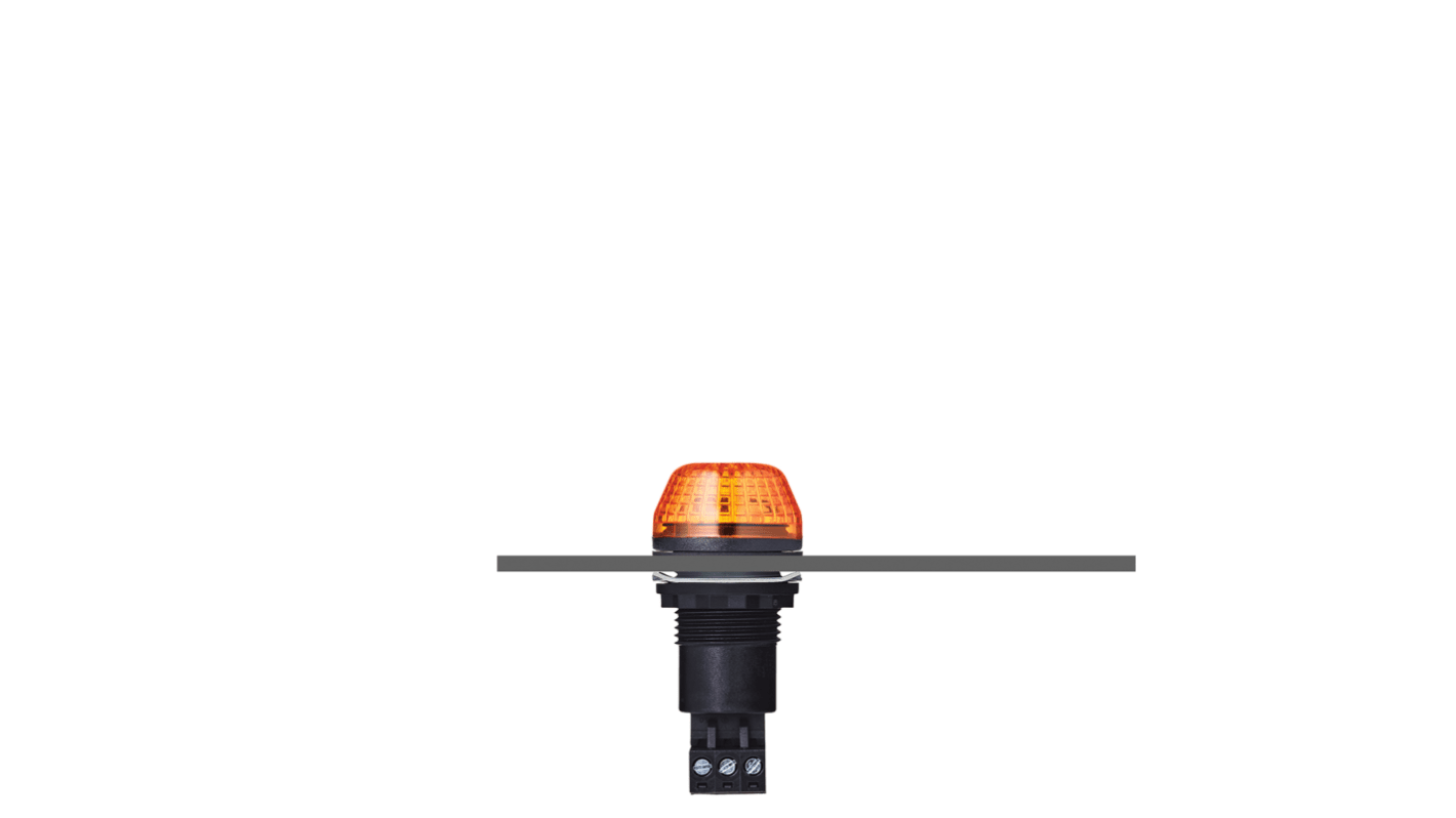 AUER Signal 琥珀色闪光LED警示灯, 黑色外壳, 24 V 交流/直流, Φ30mm底座, 面板安装, IP65