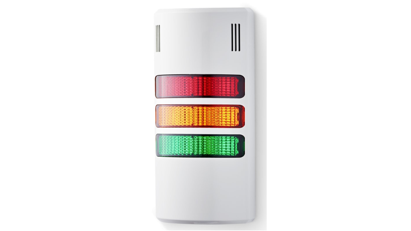 AUER Signal halfDOME90 Series Red/Green/Amber Signal Tower, 3 Lights, 24 V ac/dc, Base Mount