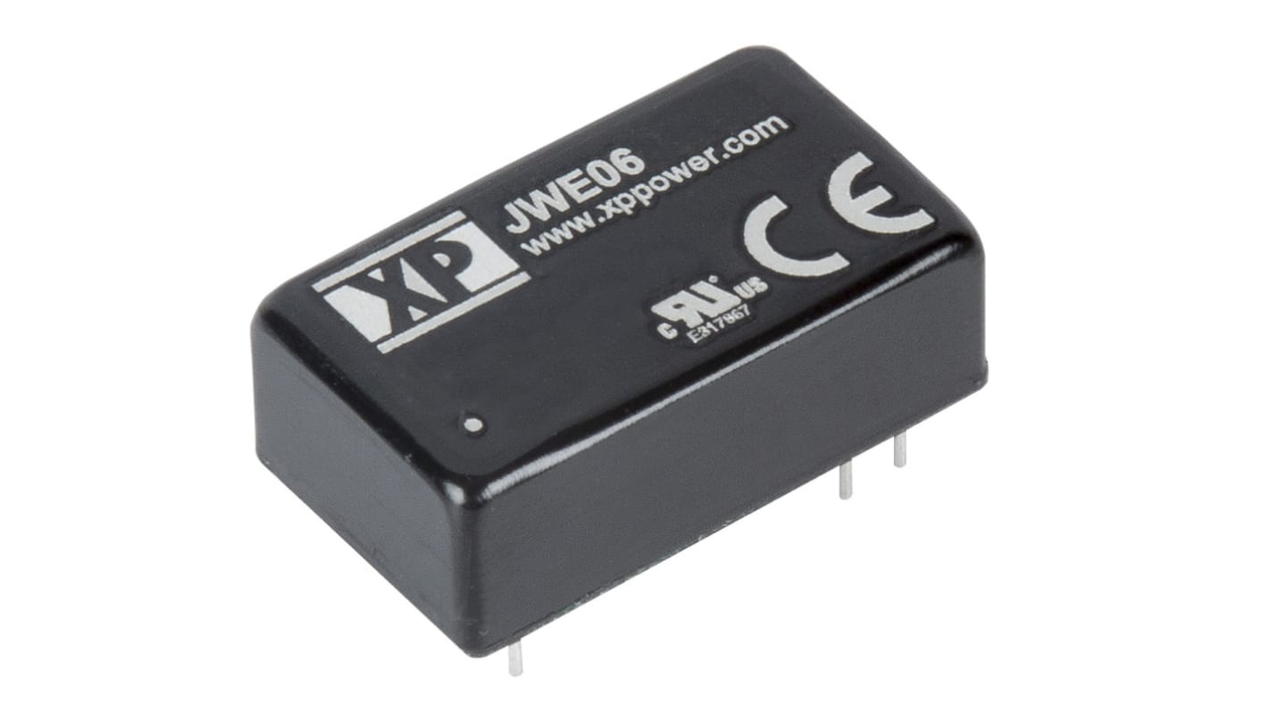 XP Power JWE06 DC-DC Converter, 15V dc/ 400mA Output, 18 → 75 V dc Input, 6W, Through Hole, +105°C Max Temp