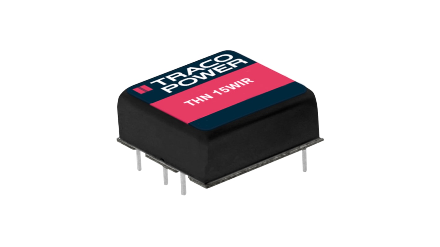 TRACOPOWER THN 15WIR DC-DC Converter, 24V dc/ 625mA Output, 9 → 36 V dc Input, 15W, PCB Mount, +85°C Max Temp