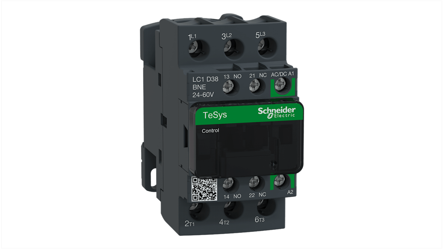 Schneider Electric TeSys D TeSyS D Contactor, 24 V ac/dc Coil, 3-Pole, 38 A, 18.5 kW, 3NO, 690 V ac