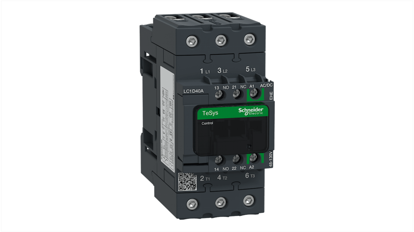 Schneider Electric TeSys D LC1D Contactor, 110 V ac/dc Coil, 3-Pole, 40 A, 18.5 kW, 3NO, 690 V ac