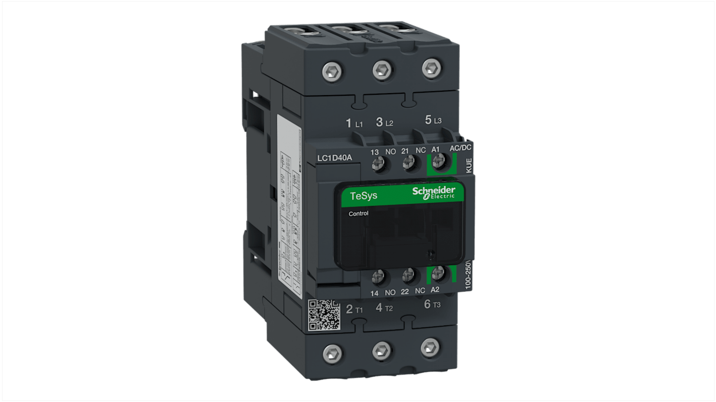 Schneider Electric TeSys D LC1D Contactor, 230 V ac Coil, 3-Pole, 40 A, 18.5 kW, 3NO, 690 V ac