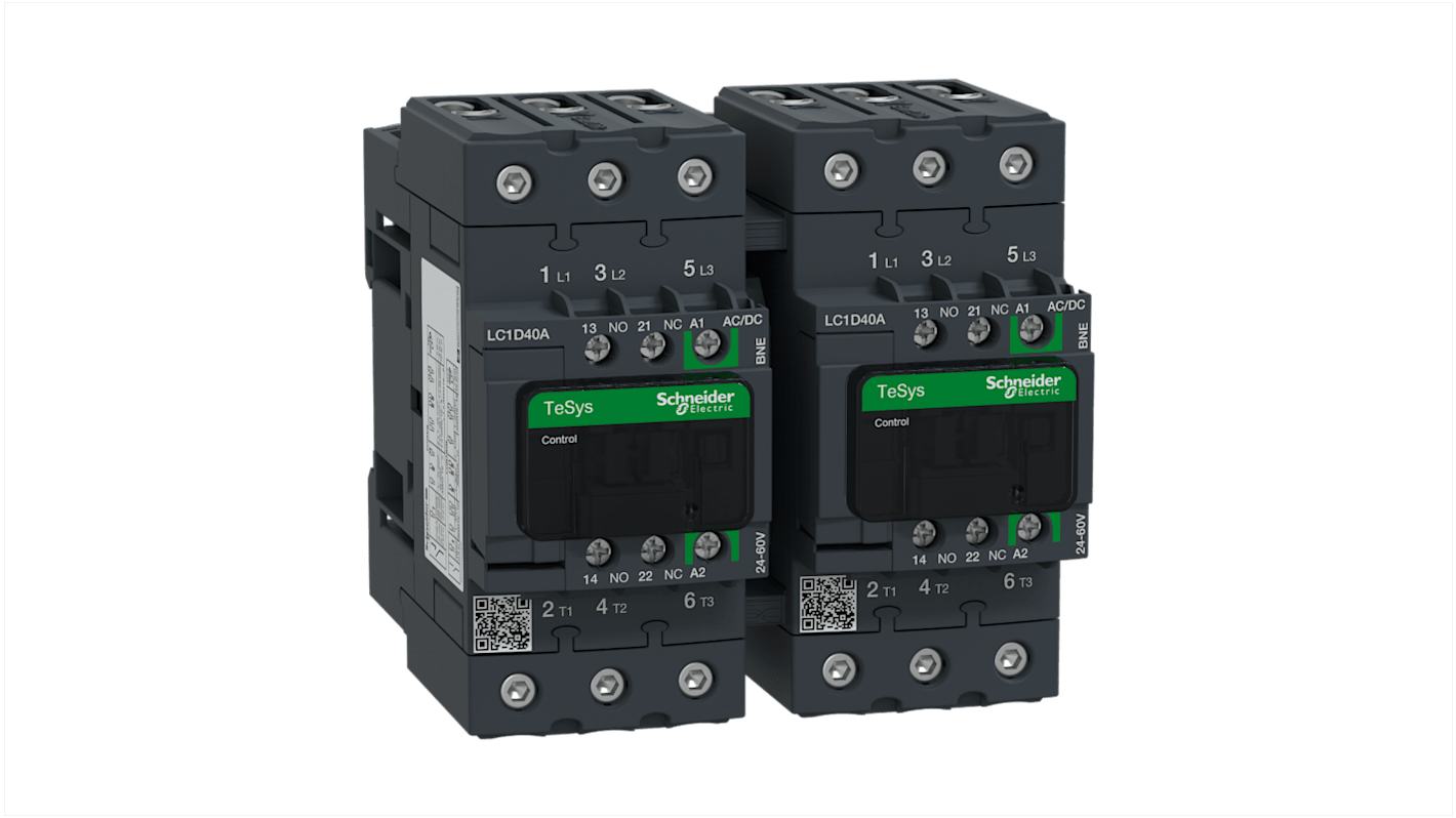 Stycznik odwrotny 24 V AC/DC Schneider Electric styki: 3 18,5 kW 40 A 3NO Montaż na szynie DIN Śruba LC2D40ABNE