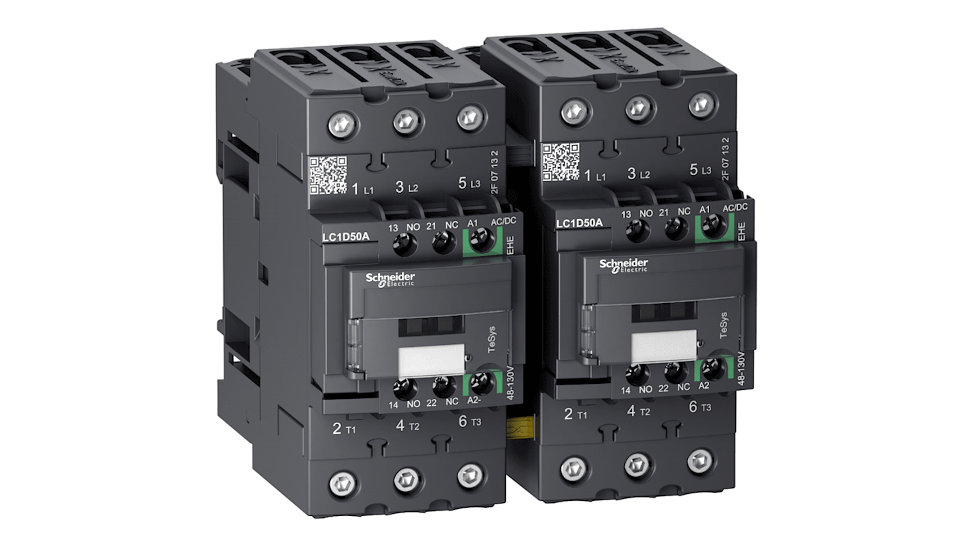 Stycznik odwrotny 110 V AC/DC Schneider Electric styki: 3 22 kW 50 A 3NO Montaż na szynie DIN Śruba LC2D50AEHE