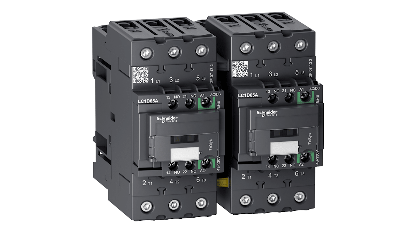 Schneider Electric TeSys D LC2D Reversing Contactor, 110 V ac/dc Coil, 3-Pole, 65 A, 30 kW, 3NO, 690 V ac