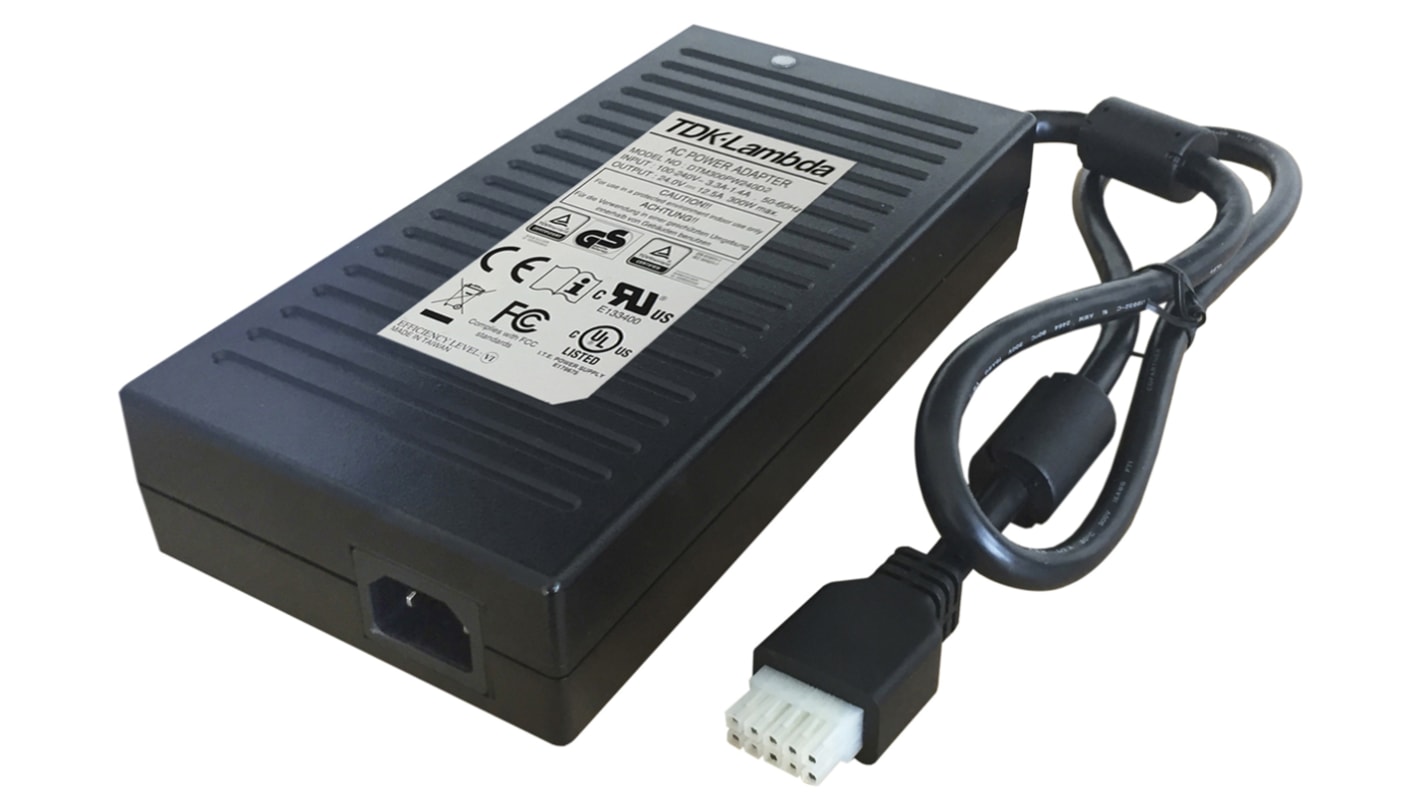 TDK-Lambda 300W电源适配器, 12V 直流 25A输出, 直流插头接口, 10 引脚插头, DTM300-D系列