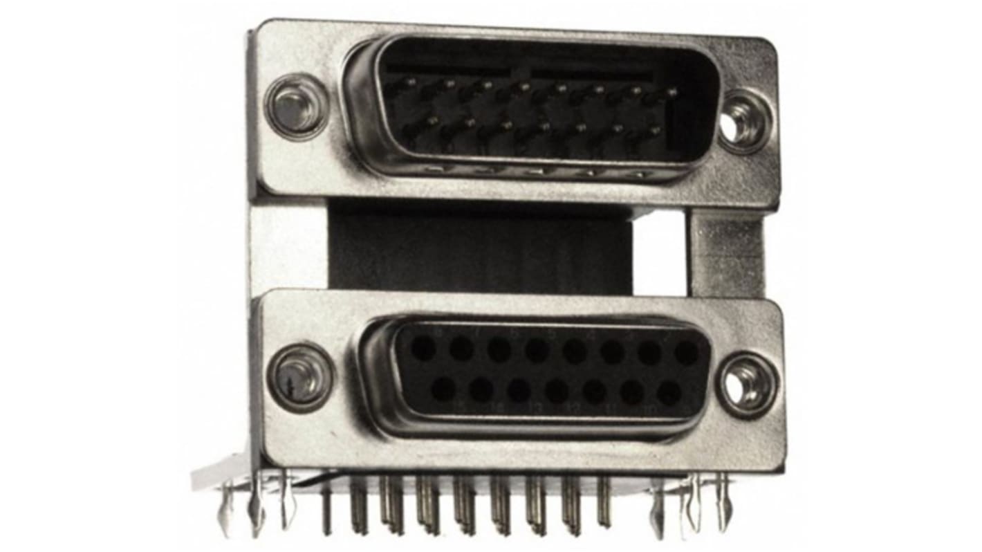 Norcomp D-subコネクタ, 15極, オス/メス, スルーホール実装, 189-015-413R571