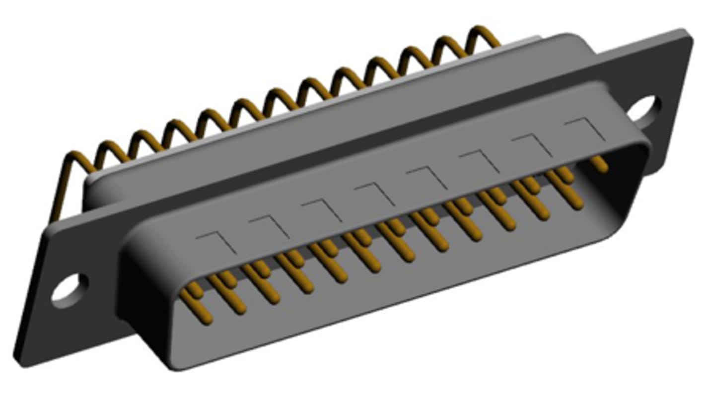 Norcomp SEAL-D 25 Way Right Angle Plug-In Mount D-sub Connector Plug, 2.769mm Pitch