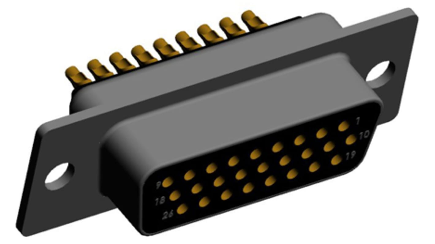 Norcomp 780, SEAL-D 26 Way Plug-In Mount D-sub Connector Socket, 2.286mm Pitch
