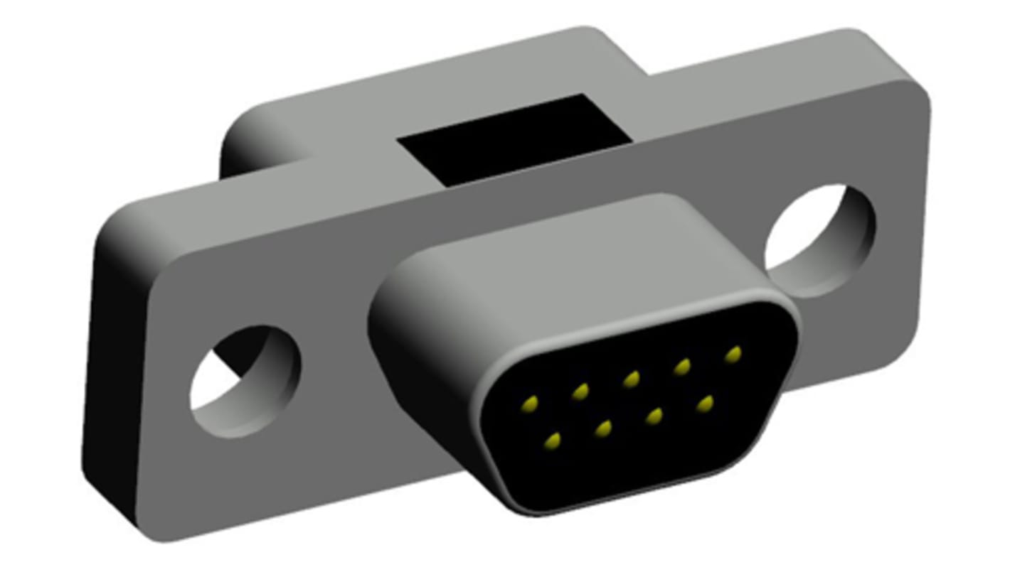 Norcomp DB9针Micro-D公插, 直向, THT安装, 焊接端接, 500.0 v, 1A, MICRO-D系列