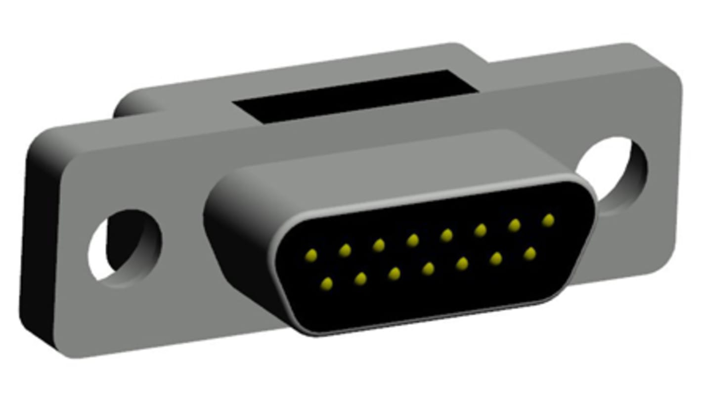 Norcomp MICRO-D 15 Way Through Hole D-sub Connector Plug, 1.27mm Pitch
